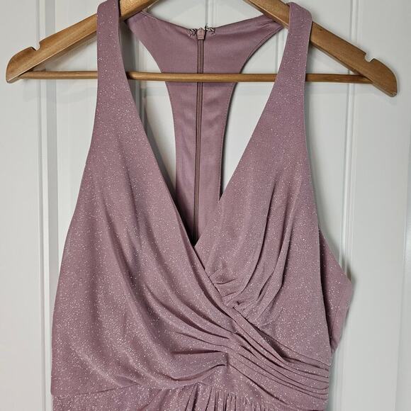 David's Bridal Glitter Knit Dress Womens Size 6 Wrap Prom Formal Wedding Maxi - Picture 3 of 13